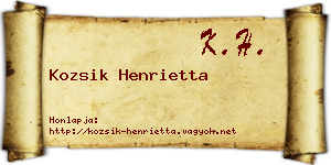 Kozsik Henrietta névjegykártya